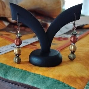 🎃Hand Crafted Multicolored Pumpkin Copper Earrings With Swarovski Crystals🎃